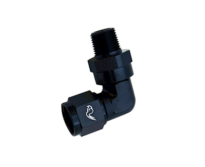 90 Degree Female AN to Swivel Male Pipe   (Flare To Pipe Adapter)